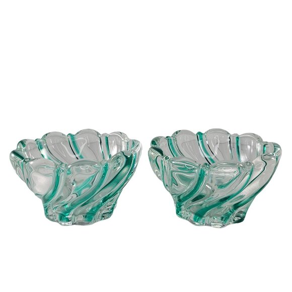 Mikasa Other - Mikasa Clear Green Crystal Glass Peppermint Swirl Candy Dish 4 Inch